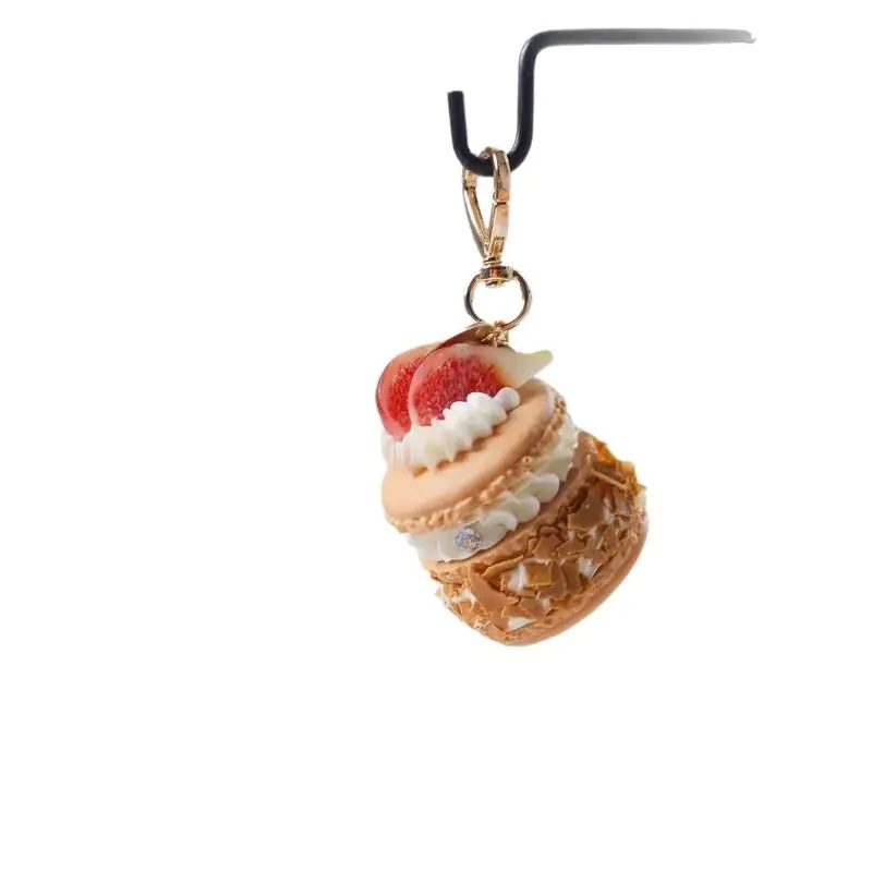 1Pcs Simulation Macaron Cake Creative Fun Food Keychain Fruit Dessert Pendant Simple Girlfriends Bag Decoration Gift