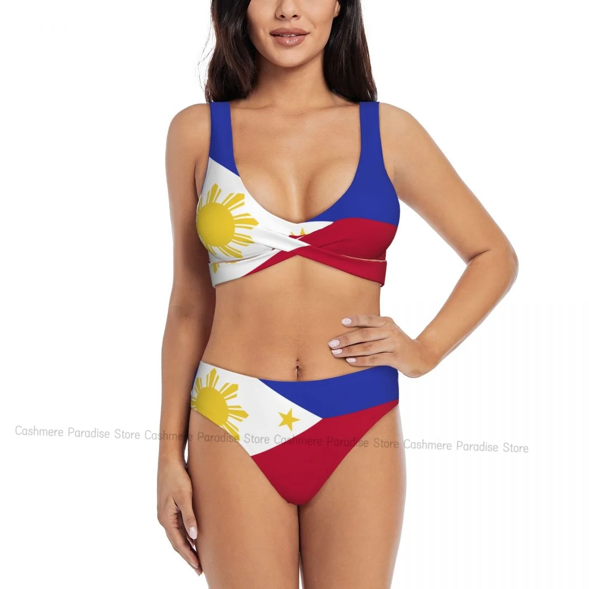 ฟิลิปปินส์ธงผู้หญิงชุดบิกินี่ชุดว่ายน้ํา Push Up ชุดว่ายน้ําหญิงชุดว่ายน้ํา