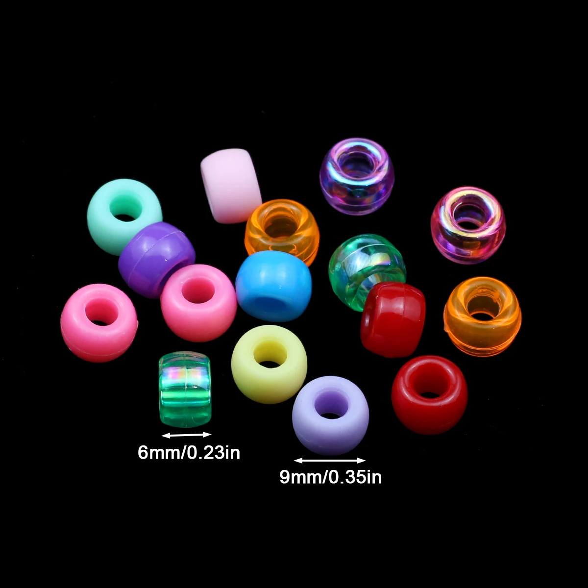 200-1200 Uds. Cuentas de Pony de Agujero Grande multicolor cuentas de plástico para pulseras hacer manualidades DIY joyería llaveros y decoraciones