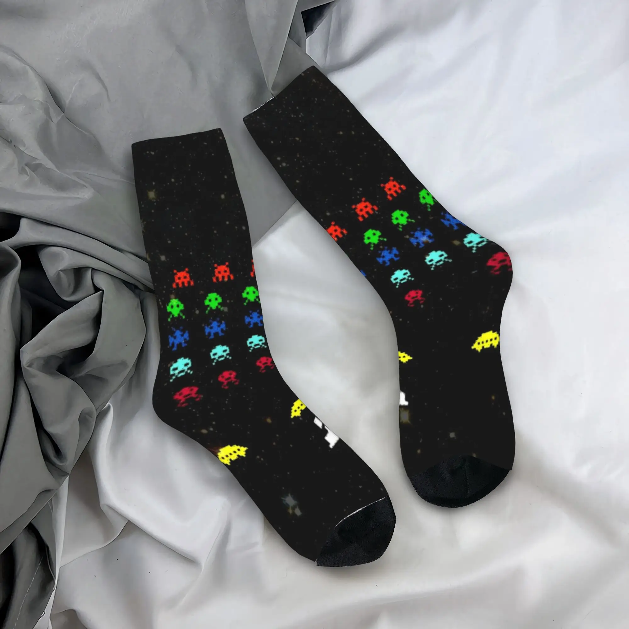 Space Invaders Stockings  Graphic Harajuku Socks Autumn Anti Skid Socks Adults Men Outdoor Soft Socks