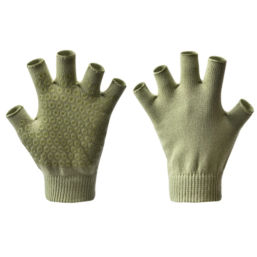 1 Pair Women Warm Half Finger Glove Non-slip Yoga Gloves Sport Outdoor Cycling Fishing Workout Mittens