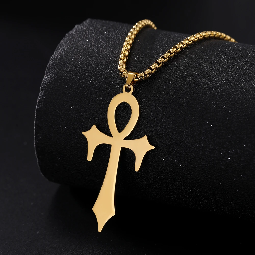 Dawapara The Sign of Life Ankh Cross Pendants Necklace Egyptian Hieroglyphics Anka Amulet Stainless Steel Men Jewelry