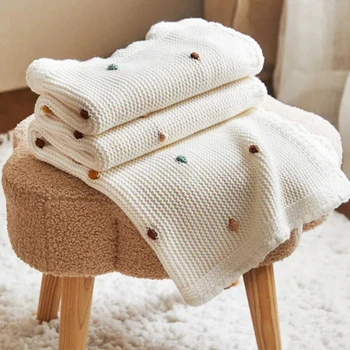 Knitted baby blanket newborn baby swaddle blanket crib stroller blanket sofa throw blanket cotton baby items for mother kids
