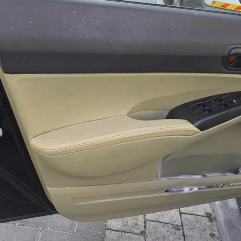 

Beige color Soft Leather Door Armrest Cover For Honda Civic 8th Gen Sedan 2006 - 2011 Car Door Armrest Panel Skin Cover Trim