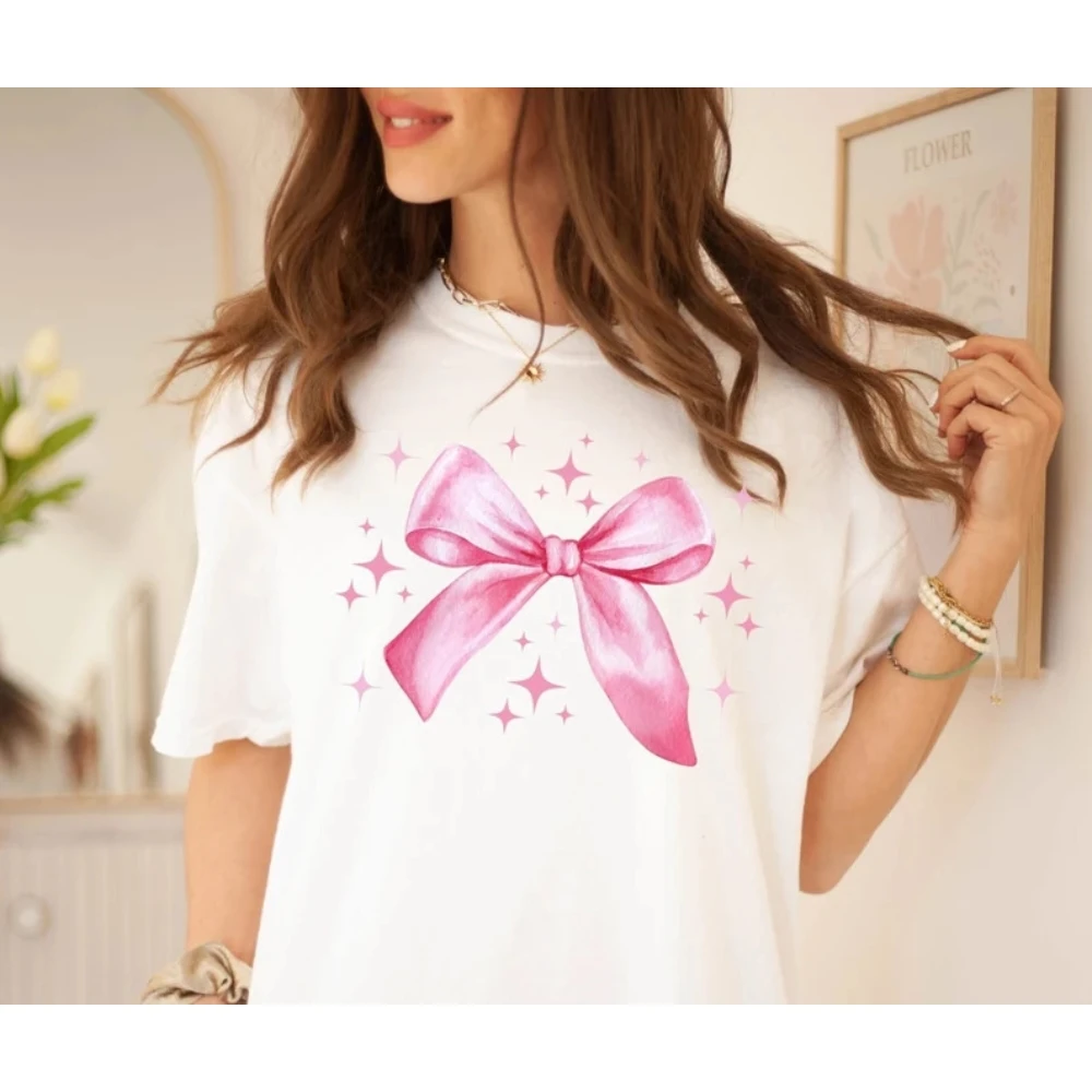 Soft Girl Pink Bow T Shirt Coquette Aesthetic Girly Comfort Colors Tee Kawaii Cute Preppy Girl Gift Teenage Girl Dance Present