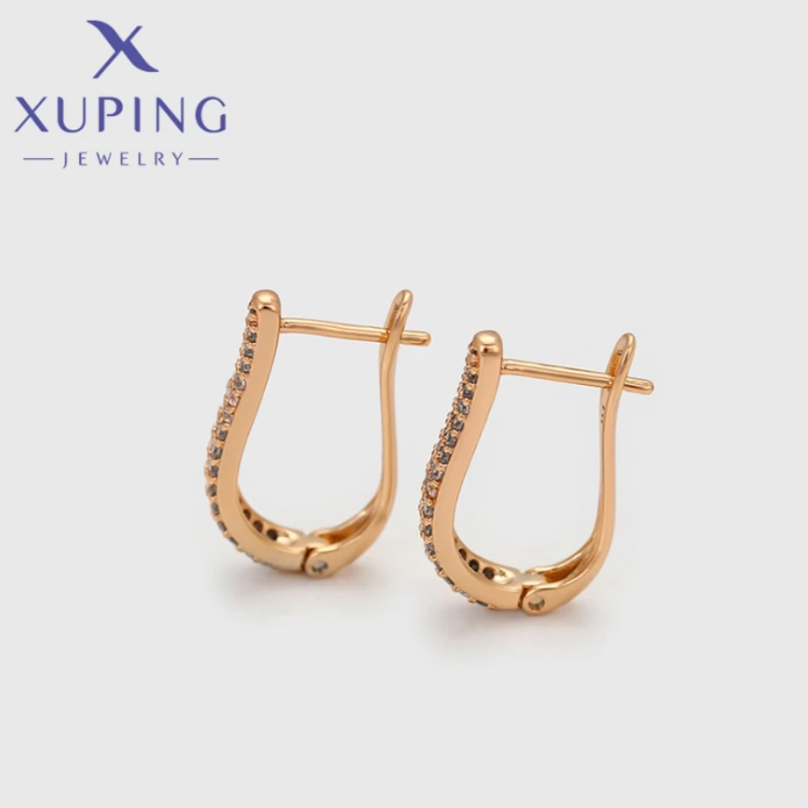 Xuping Jewelry New Arrival Gold Color Geometry Elegant White Zircon Earrings for Women Birthday Christmas Party Gifts X000768011