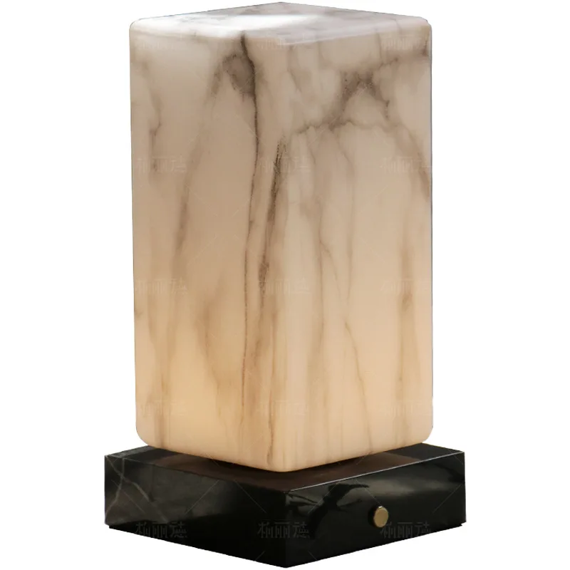 New Chinese Song aesthetic desk lamp imitation marble glass bedroom bedside lamp charging atmosphere feeding sleep night lamp