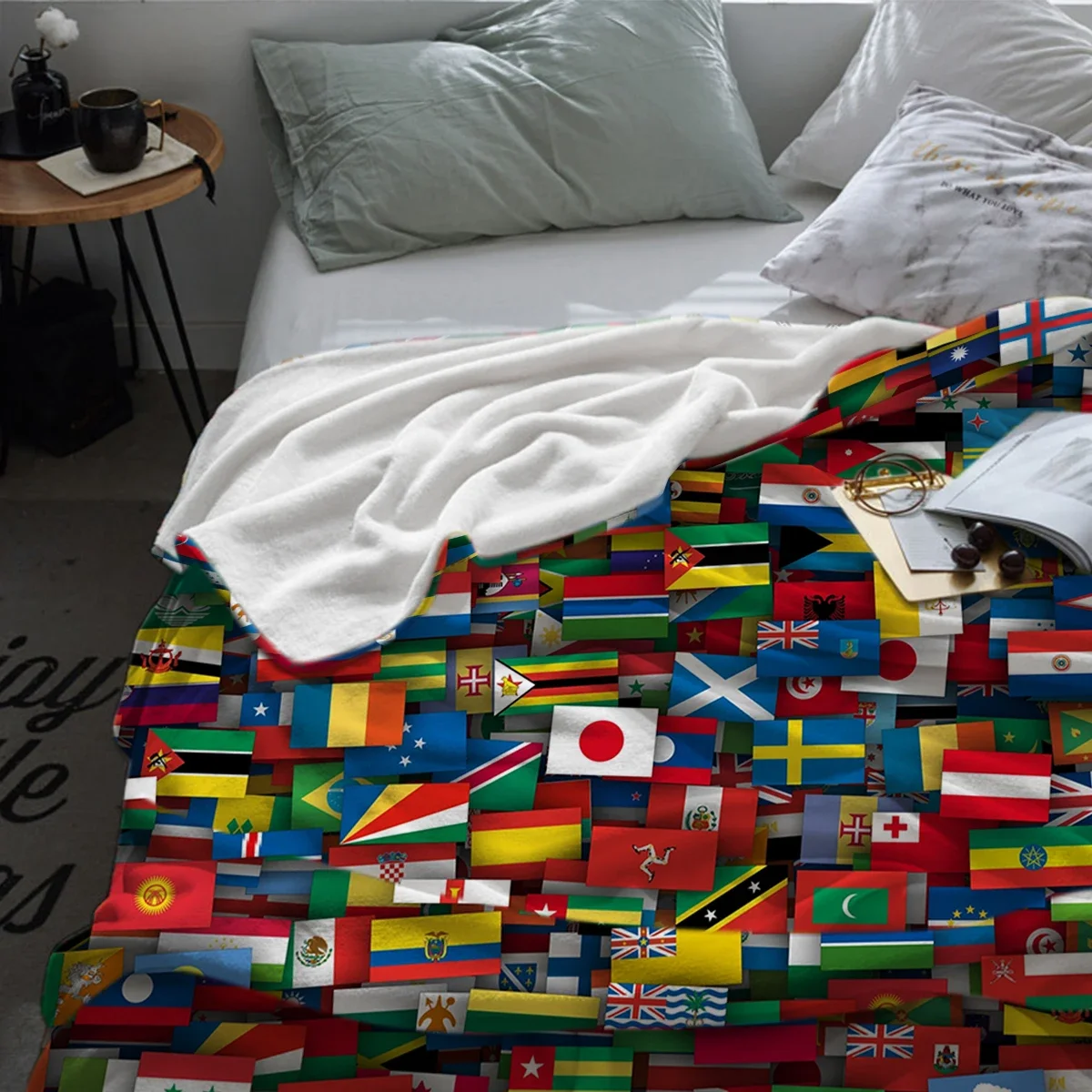 World Flag Blanket Warm Flannel Throw Blanket Flags of All Countries of The World Blankets for Bed Couch Sofa Home Decor Gifts