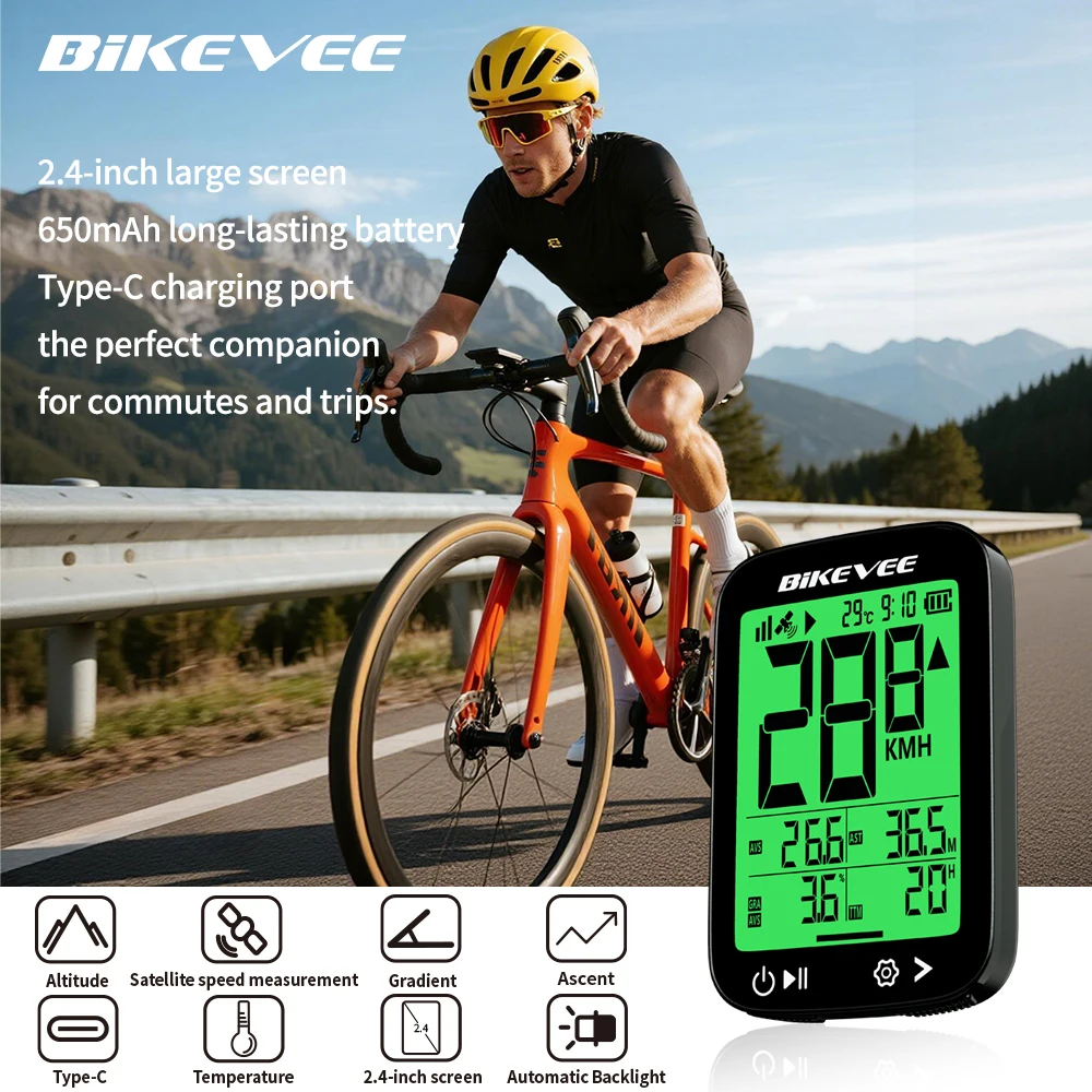 

Wireless GPS Cycling Computer Multi-Function Bike Computer Speedometer Odometer Accurate Speed Tracking with Auto Backlight