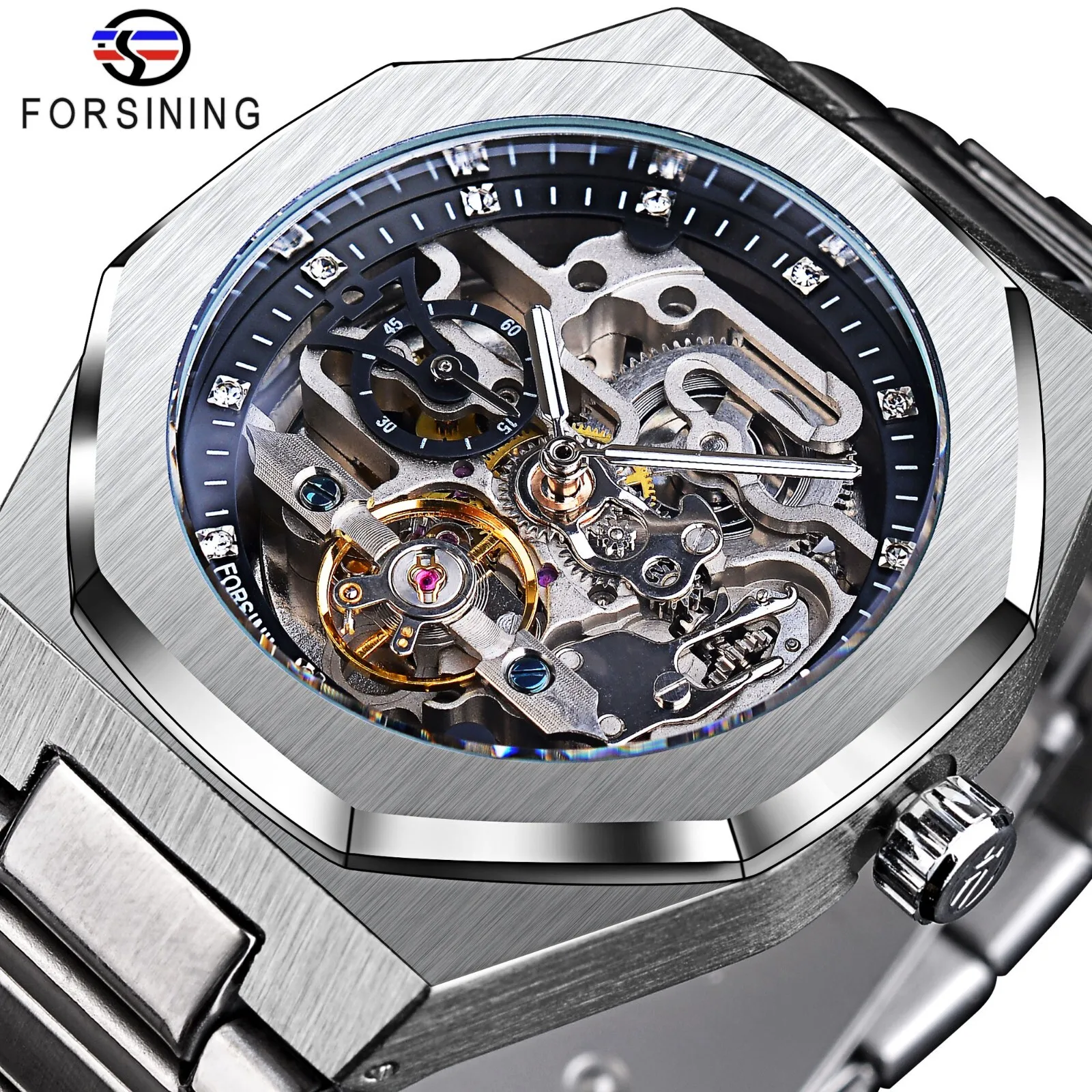 FORSINING Jam Tangan Tali Baja - Luxury Watch Nice ulasan dan harga
