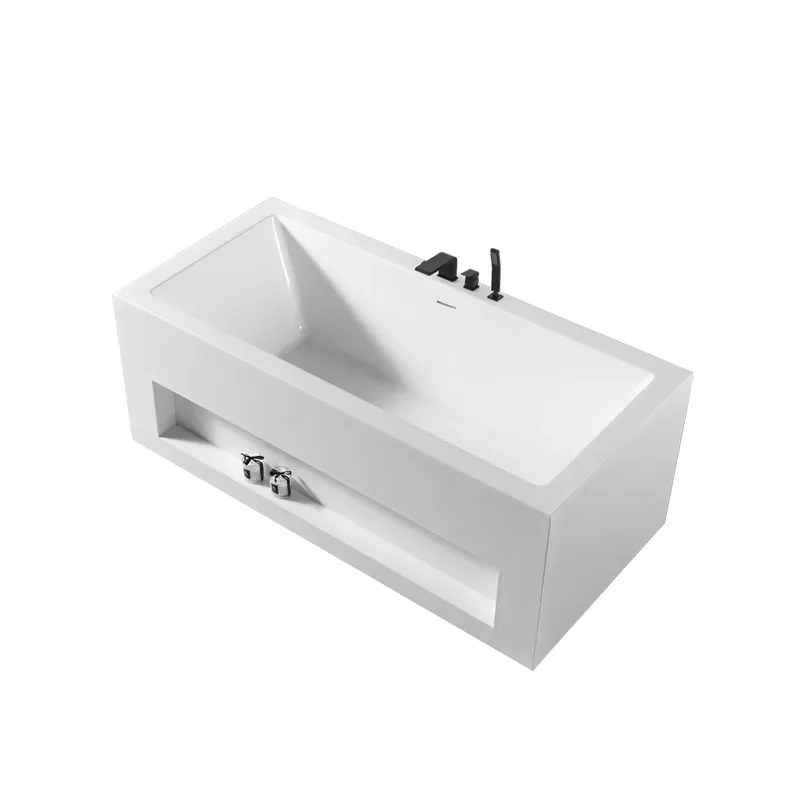 

Acrylic bathtub household small apartment independent storage combination movable bathtub
