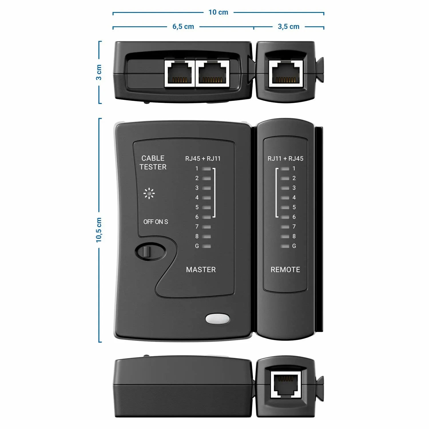 WoeoW-Testeur de câble ethernet pour LAN RJ45, Cat5 Catinspectés Cat6 Cat6a Cat7 UTP/câble blindé et RJ11 RJ12