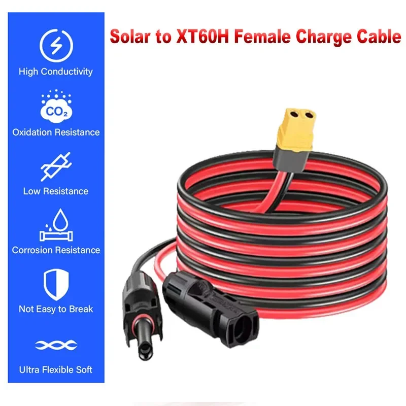 Solarladekabel Solarstecker auf XT60-Adapter, 12 AWG-Kabel, XT60-Buchse