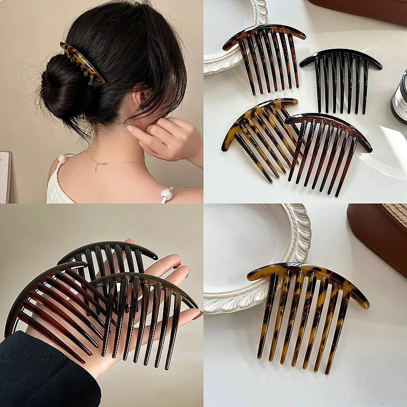 New Vintage Leopard Print Anti-Slip Bangs Hair Clip, High-End Hair Comb for Women hair pins and clips