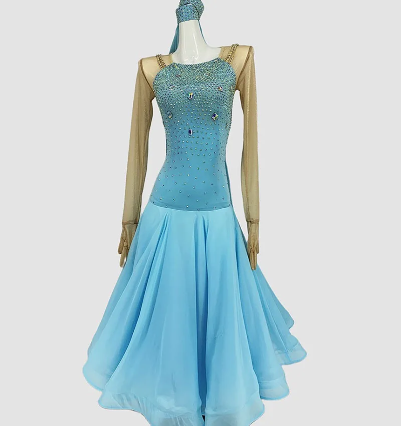 

Ballroom Competition Dance Dress For Women Elegant Blue Waltz Dance Skirt Lady's Standard Ballroom Dance Dresses