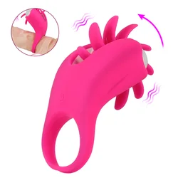 Rotation Oral Tongue Licking Penis Vibrating Ring G-spot Massage Vagina Clitoris Stimulate Vibrator Sex Toys for Couples