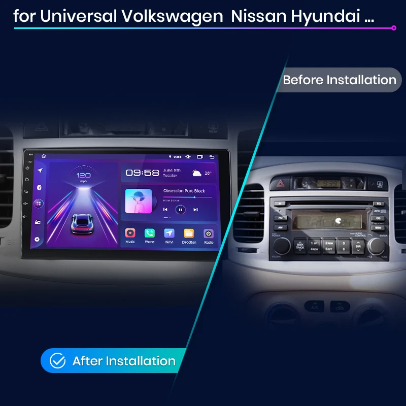 Junsun V1 AI Voice Wireless CarPlay Android Auto Radio Universal for VW Volkswagen Nissan Toyota Hyundai 4G Car Multimedia GPS