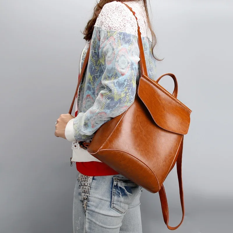 Vintage Genuine Leather Women Backpacks Excellent Natural Cowhide Daypack Outdoor Traveling Female Backpack Shoulder Bag Hot