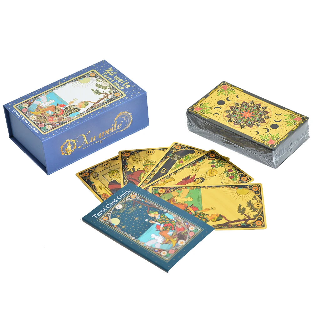 New Blue Box Mandala Flower Tarot Card Set Desktop Game 12 * 7cm Prediction Waterproof High End Gift
