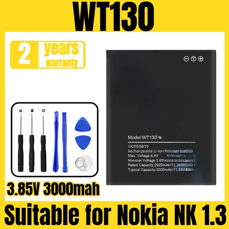 

Suitable for Nokia NK 1.3 battery WT130 mobile phone battery, new large capacity, free tool 3.85V 3000mah
