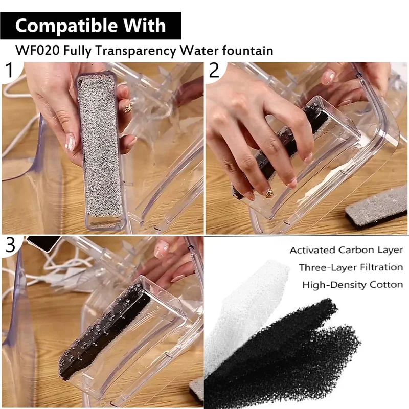 

48 упаковок фильтра для фонтана для домашних животных, сменные фильтры для фонтана для кошек и собак, совместимые с фонтаном для воды WF020