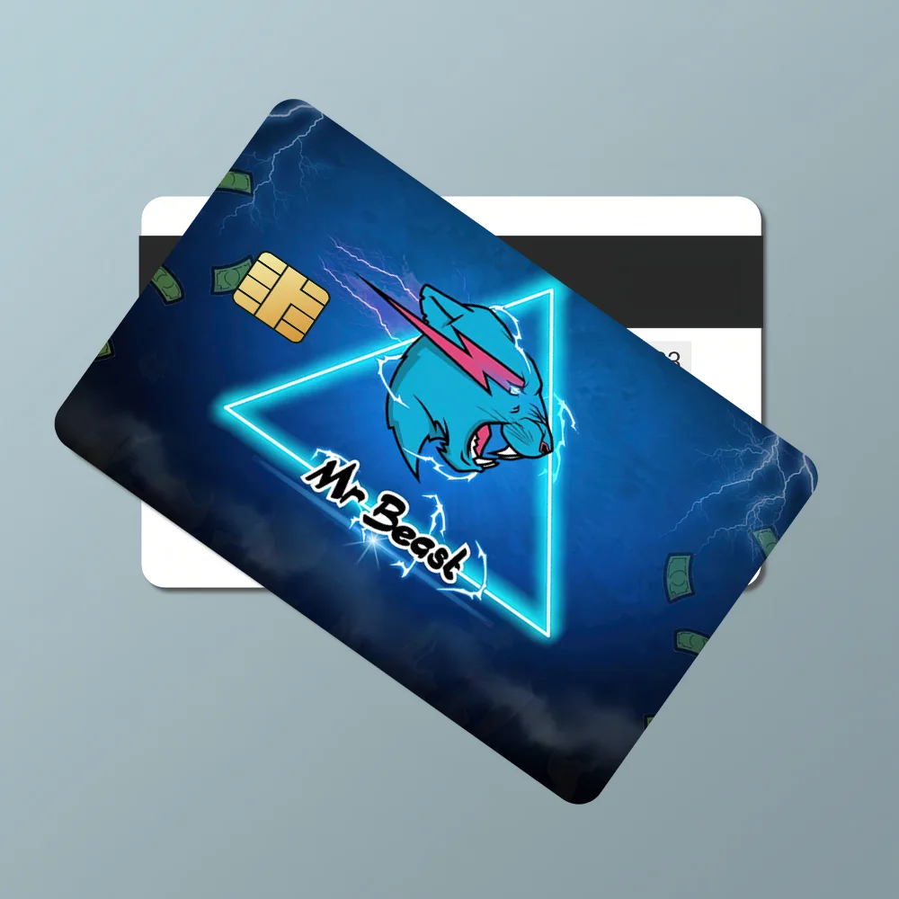 Youtuber M-Mr B-Beast شعار شعبية فيلم الجلد غطاء بطاقة الائتمان ملصقات 4 قطعة الخصم الجبهة الديكور البنك حافلة تمرير مقاوم للماء #4