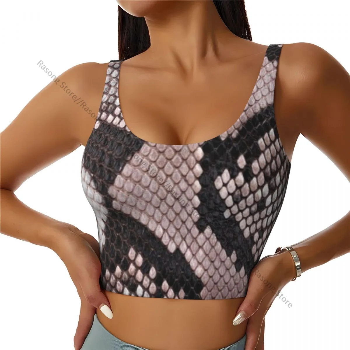 حمالة صدر رياضية للنساء للجري ملابس اليوغا سترة بيثون نسيج الجلد جمع سترة لياقة بدنية #2