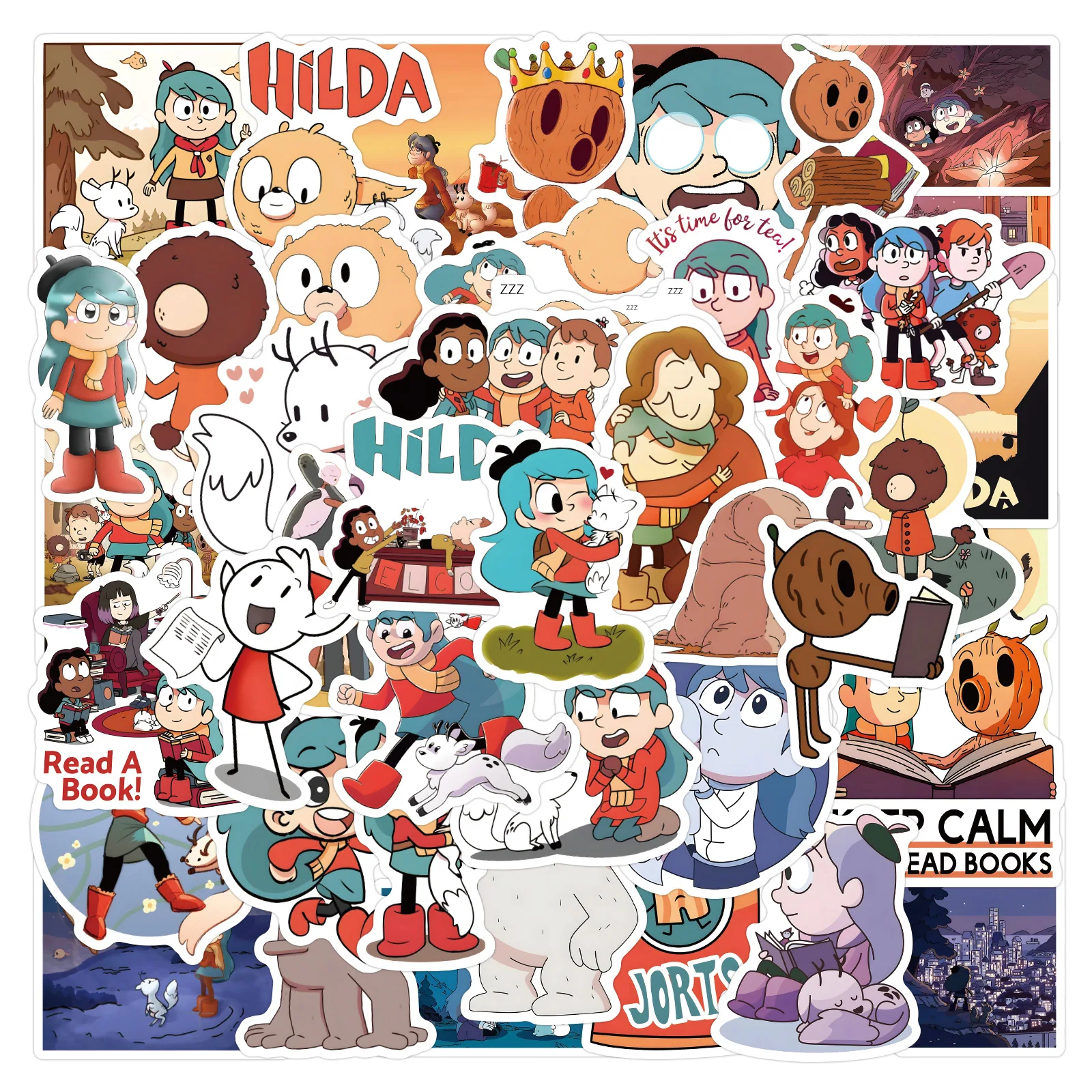 55/110PCS Hilda Stickers Funny Cartoon Adventure Comics Decals DIY phone Luggage Laptop Phone Guitar Cup Skateboard Kids Toys