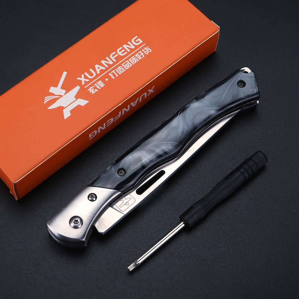 XUAN FENG field high hardness sharp tactical Folding knife camping hunting short knife self-defense tactical 9CR18Mov knife