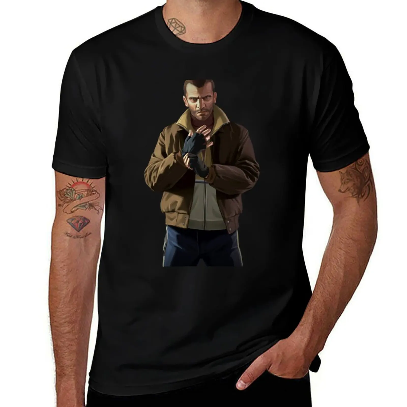 Camiseta Niko Bellic de talla grande, top informal sencillo