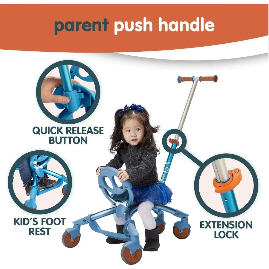 Pewi Stroll - لعبة ركوب المشي في الأماكن المغلقة/الخارجية مع مقبض دفع