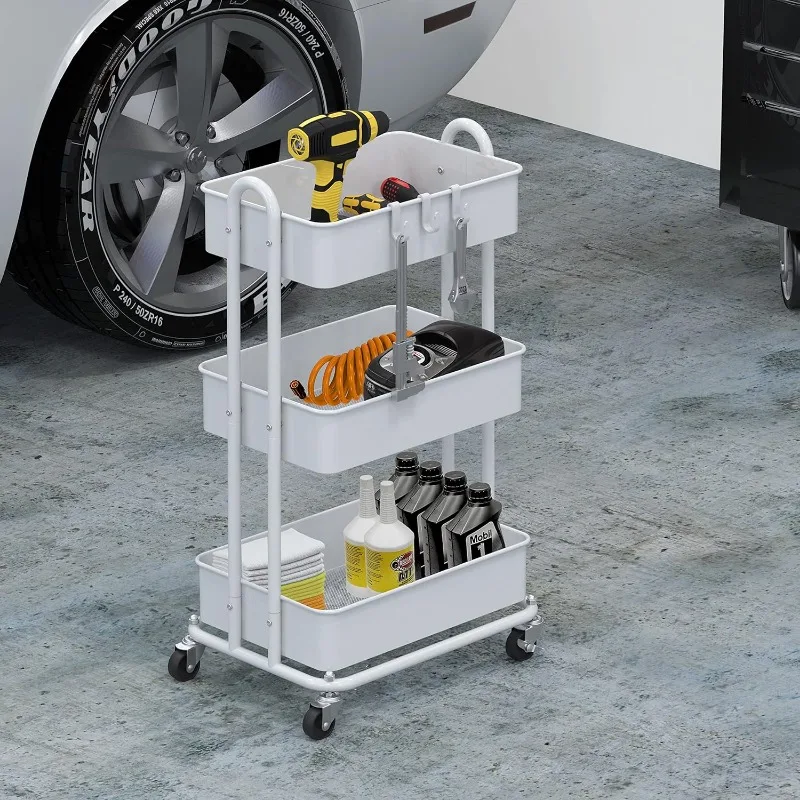 Heavy Duty 3-Tier Metal Utility Rolling Cart