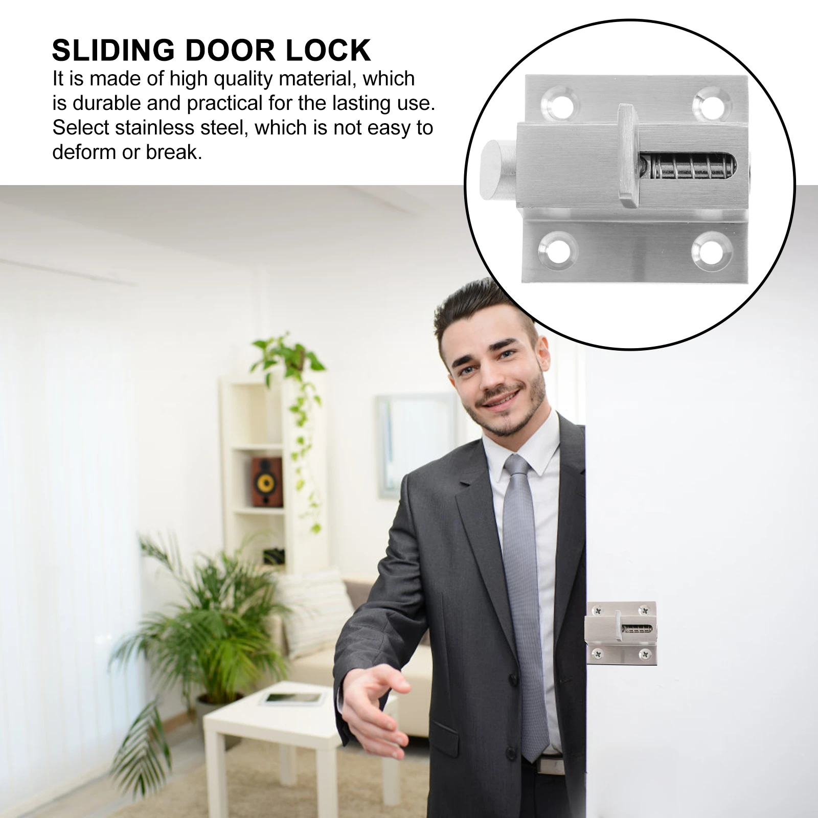 

1pc Stainless Steel Door Latch Gate Safety Lock Spring Loaded Door Bolts Latch Security Slide Lock For Bathroom Bedroom Kennel