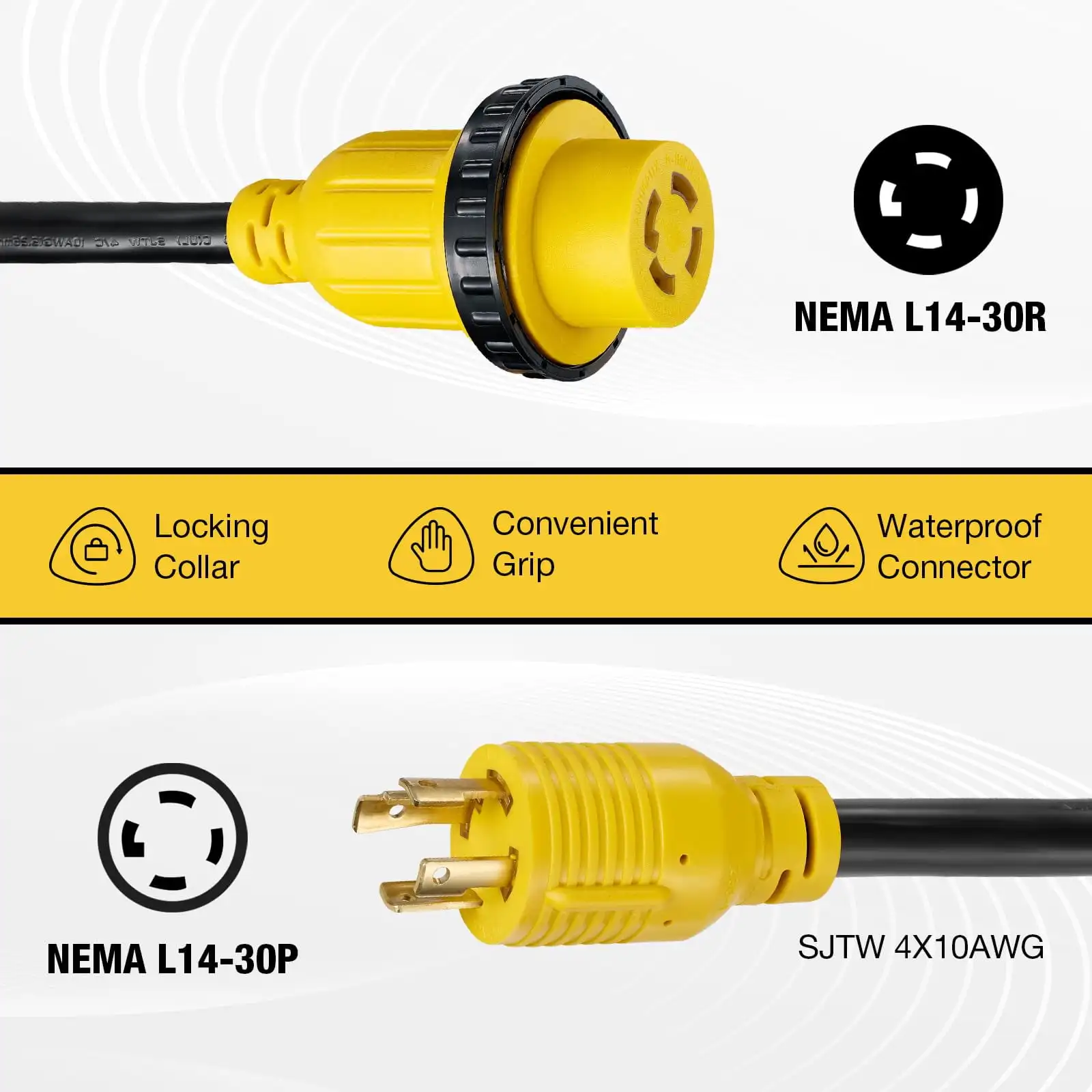 سلك مولد 15 قدم 30 أمبير مع صندوق مدخل طاقة محفور مسبقًا، سلك طاقة مولد عالي التحمل مصدر طاقة منزلي/RV #2