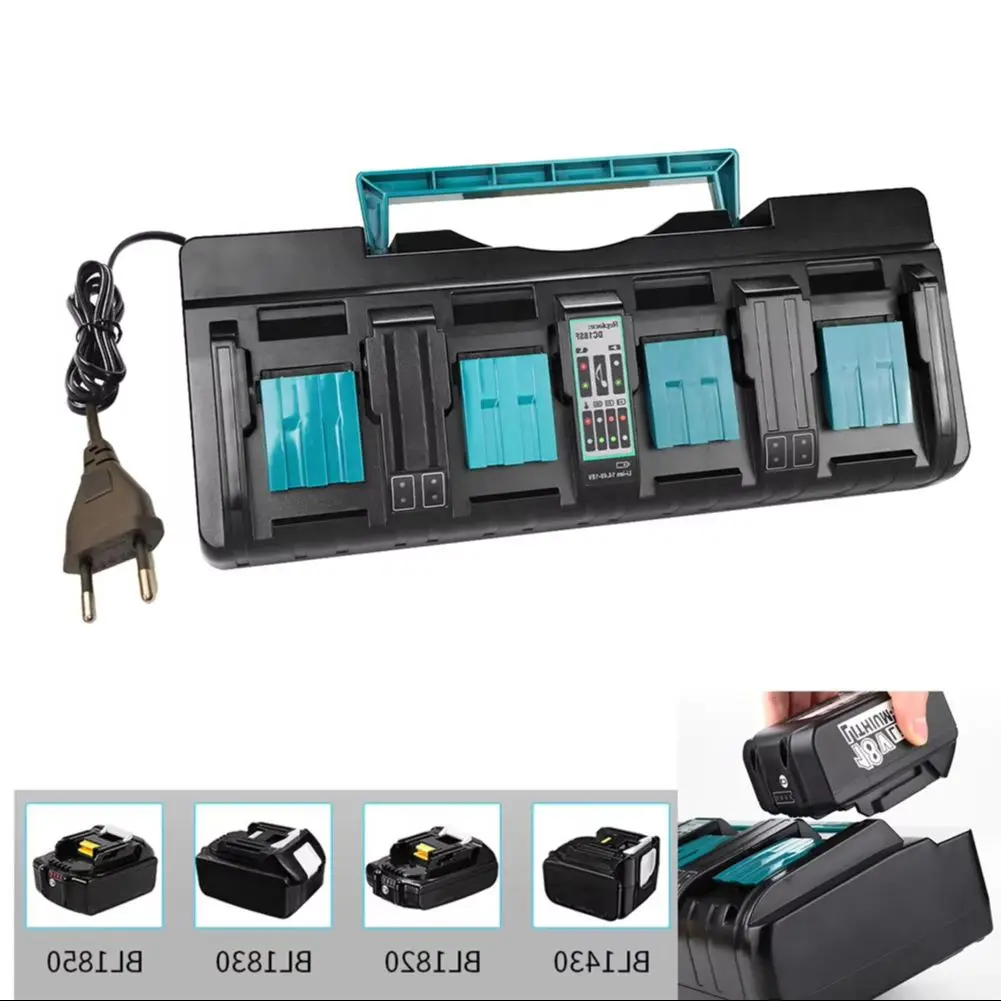 

1 шт., зарядное устройство для литий-ионных аккумуляторов, 14,4 В-18 В, 4-портовое зарядное устройство для BL1830 BL1840 BL1850 BL1860, аккумуляторы с USB-портами