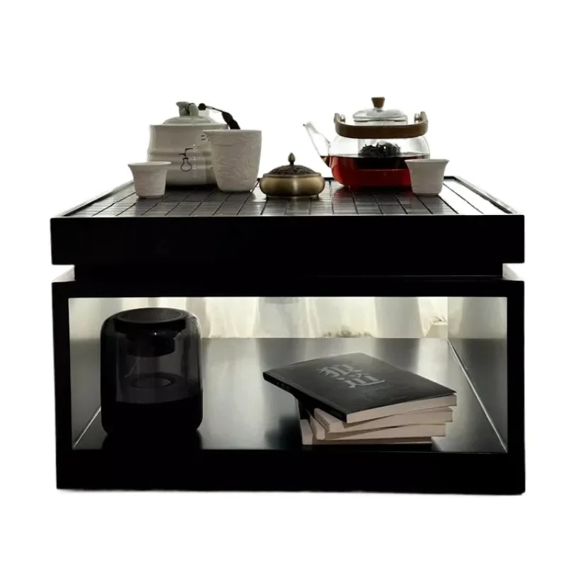 bay window coffee table double-layer tea art tea set shelf Bogu frame tea cup countertop rack storage Japanese-style Zen small