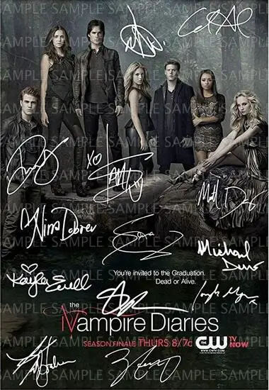 

VAMPIRE DIARIES CAST SIGNED TV SHOW Print Art Canvas Poster For Living Room Decor Home Wall Picture