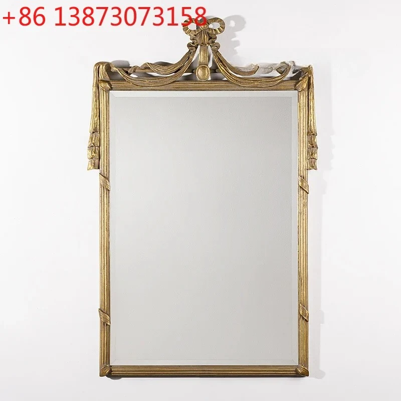 French vanity mirror European retro carved full-body mirror light luxury wall-mounted fitting mirror