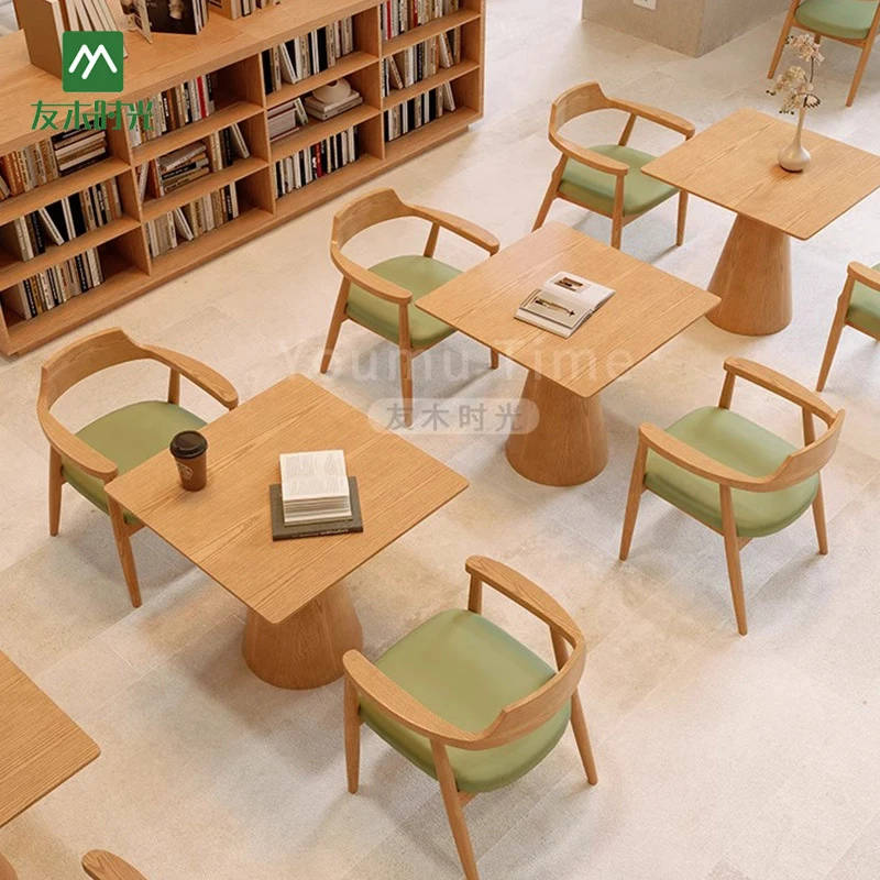 Restaurant Booth Set'S Conference Negotiation, Reception, Rest Area; Rectangular Solid Wood Tables And Chairs;
