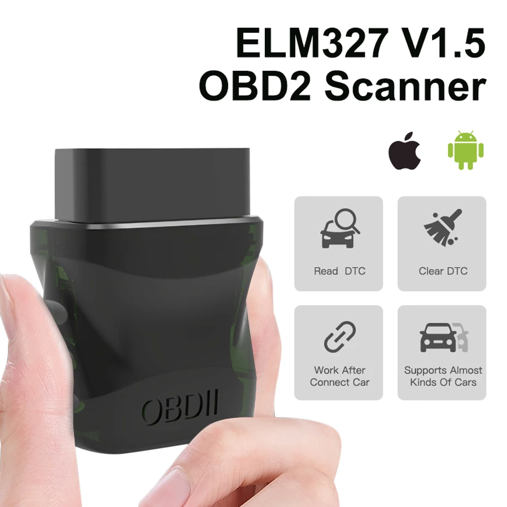 ELM327 V1.5 OBD2 Scanner Bluetooth 4.0 OBD2 Car Diagnostic Tool OBDII Engine Light Fault Code Reader Wireless for IOS Android PC