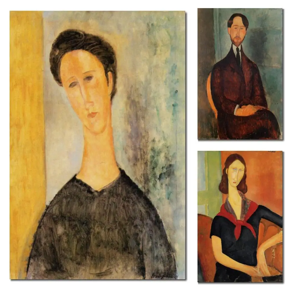 Amedeo Modigliani Oil Painting Jeanne Hebuterne with Scarf Woman Portrait Reproduction for Living Room Decor