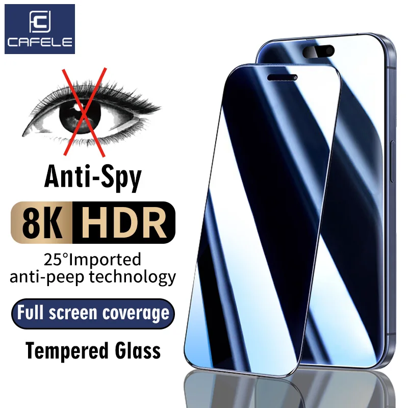 

CAFELE Anti Peeping Screen Protector for iPhone 16 Pro Max Plus Anti Spy Privacy Glass Anti Scratch Tempered Film