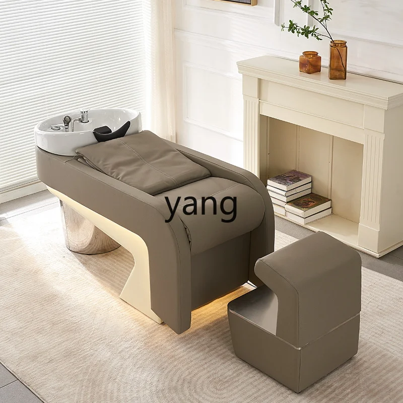 

LTT barber shop simple semi-reclining shampoo bed hairdresser flush bed hair salon ceramic basin shampoo bed