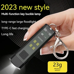 Multi-function Keychain Light Mini LED Key Torch Lamp Rechargeable 7 Lighting Modes Camping Fishing Strong Small Flashlight