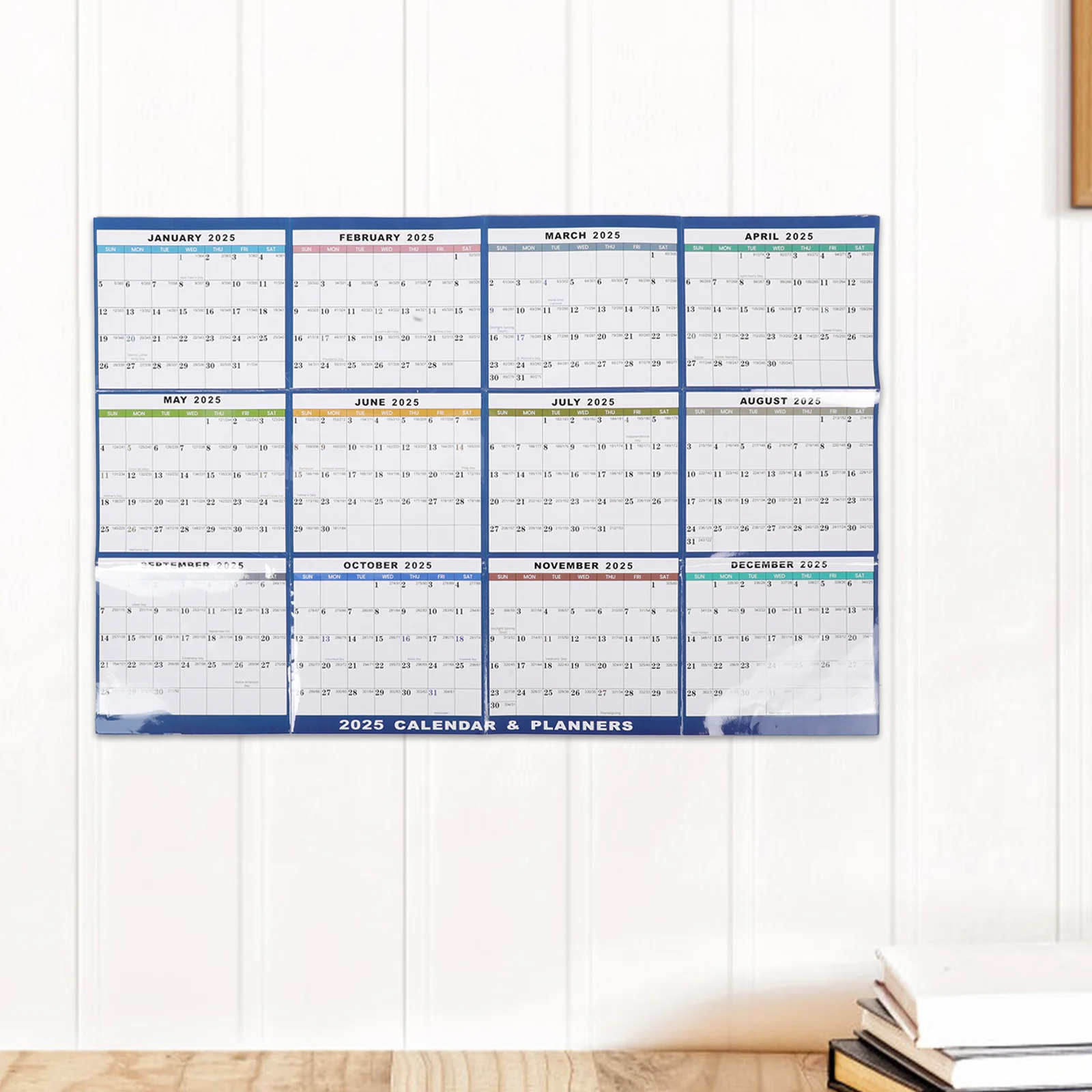 English Calendar 2025 Dry Erase Monthly Wall Calendar Large Size Hanging Planner for Office Home Use Clear Printed Schedule Note