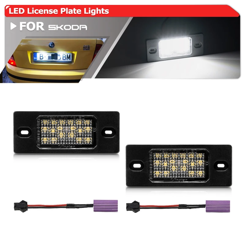 2x Dla Skoda Fabia MK1 6Y SMD Canbus Led Oświetlenie tablicy rejestracyjnej Automatyczna lampa parkingowa