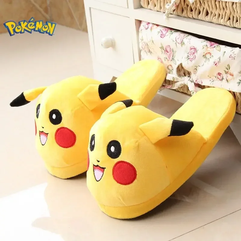 Cartoon Anime Snorlax Charmander Squirtle Pet Elf Girls Floor Plush Slippers 35-38 Size Pokemon Pikachu Eevee Couple Plush Shoes