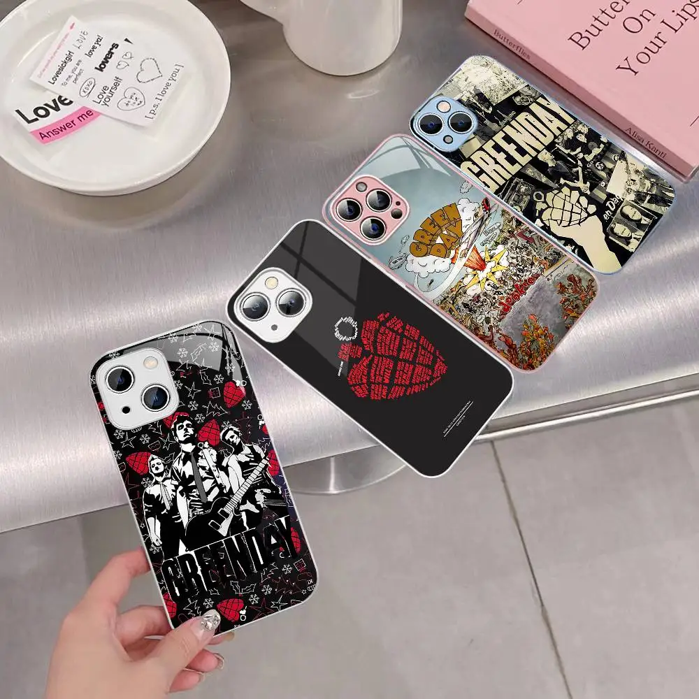 

Famous G-green Day Phone Case Tempered Glass For Iphone 14 13 12 11 Pro Mini XS MAX 14Plus X XS XR Cover