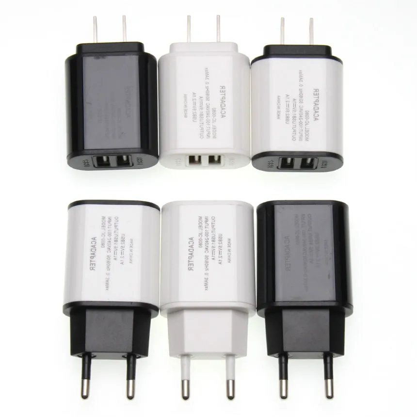 

100pcs 5V 2A EU US Plug Adapter USB Wall Charger Universal For iPhone Samsung Xiaomi Mobile Phone Travel AC Power Chargers