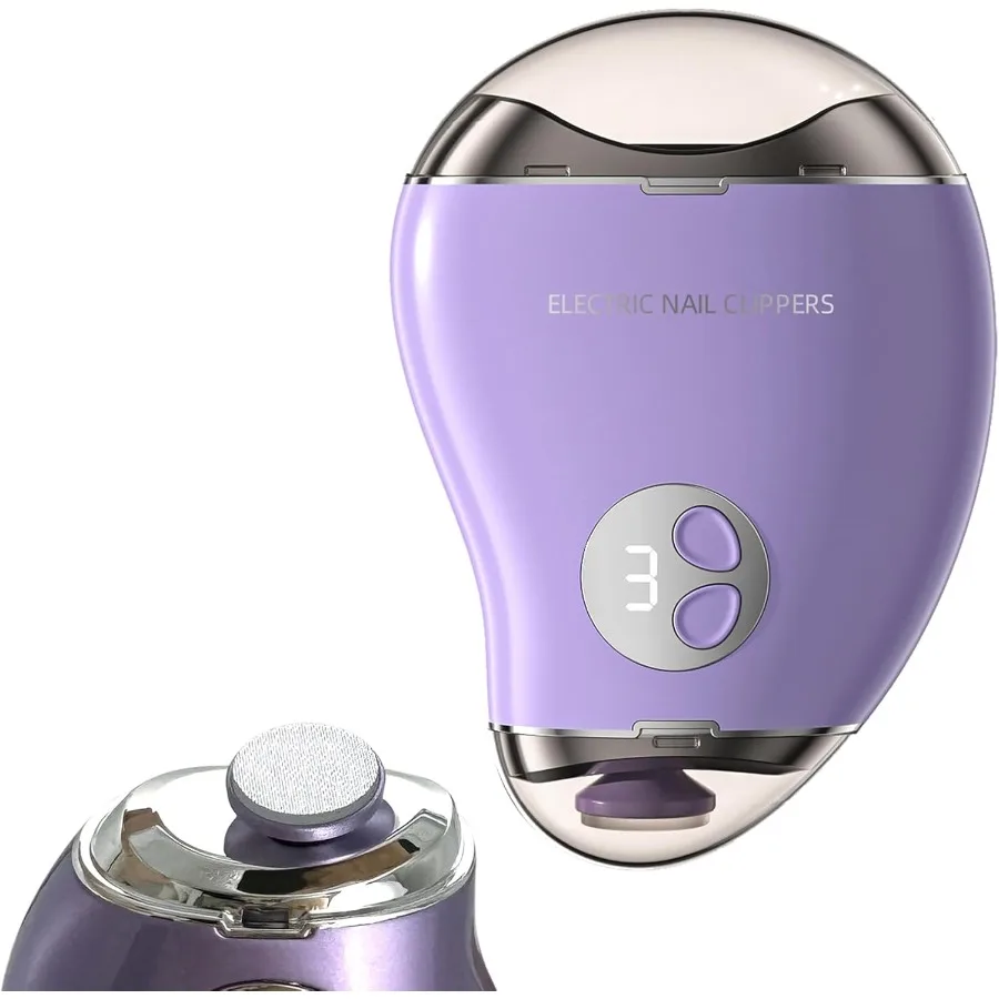 

TypeC Rechargeable Electric Nail Clipper with LED Light and 3 Speed Settings for Safe Automatic Nail Trimming and Polishing Sui
